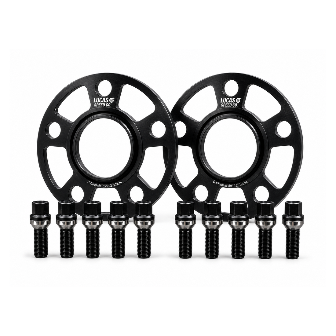 Lucas Speed Co 12mm wheel spacer kit with hubcentric ring lug bolts — BMW G8X