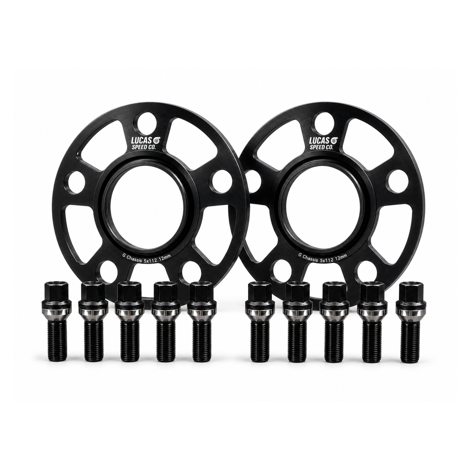 Lucas Speed Co 12mm wheel spacer kit with hubcentric ring lug bolts — BMW G8X