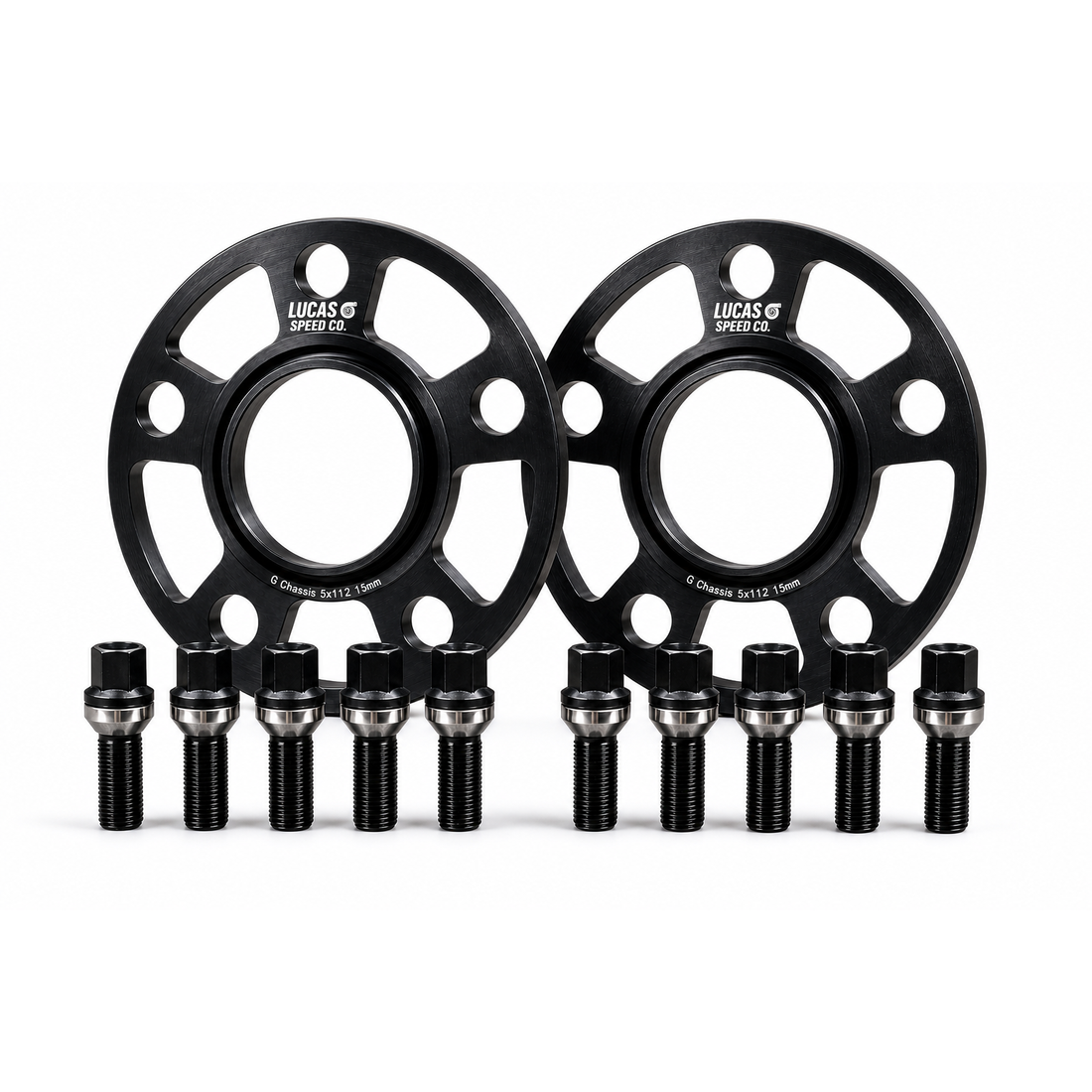 Lucas Speed Co 15mm wheel spacer kit with hubcentric ring lug bolts — BMW G8X