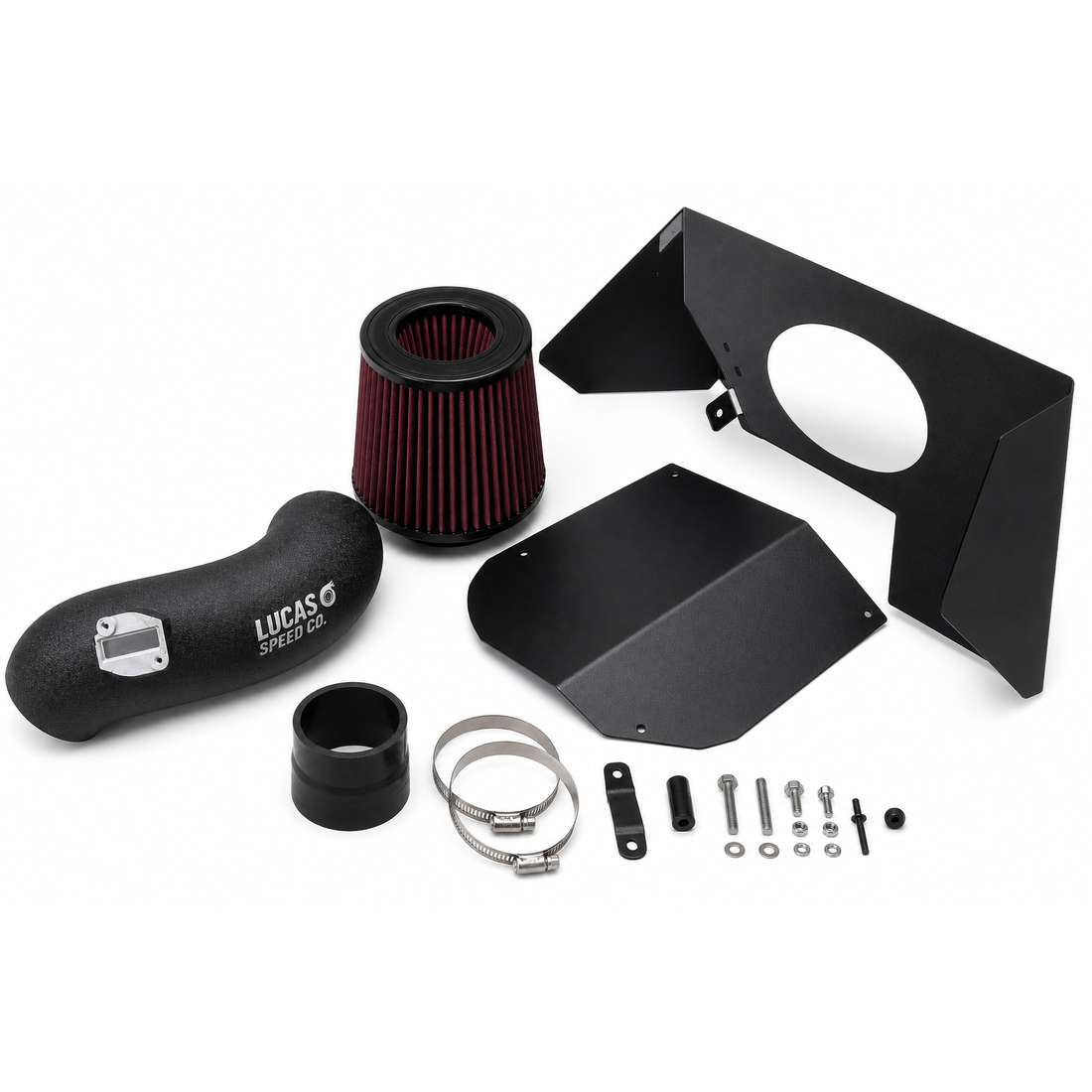 Lucas Speed Co cold air intake for BMW B58 Gen 1 — studio product photo