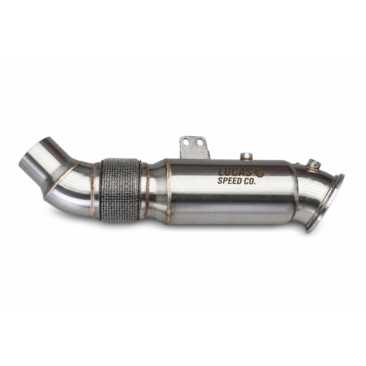 Lucas Speed Co Gen 1 B58 5 inch high-flow downpipe — studio product photo