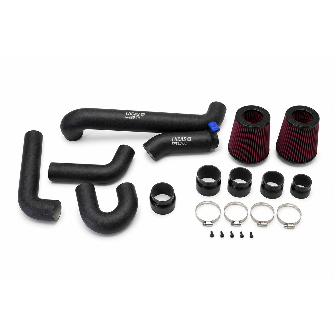 Lucas Speed Co front mount intakes for BMW S58 M3 M4 M2 — studio product photo