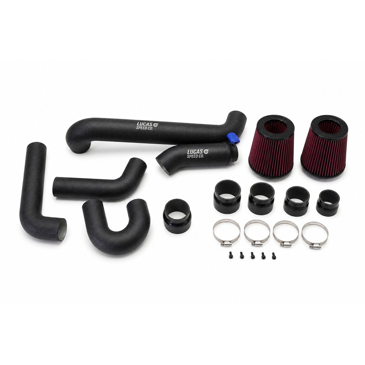 Lucas Speed Co front mount intakes for BMW S58 M3 M4 M2 — studio product photo