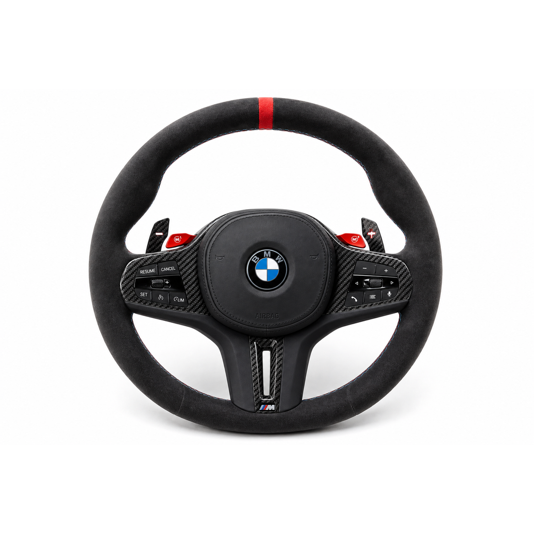 Lucas Speed Co CSL-style steering wheel for BMW M3 M4 — studio product photo