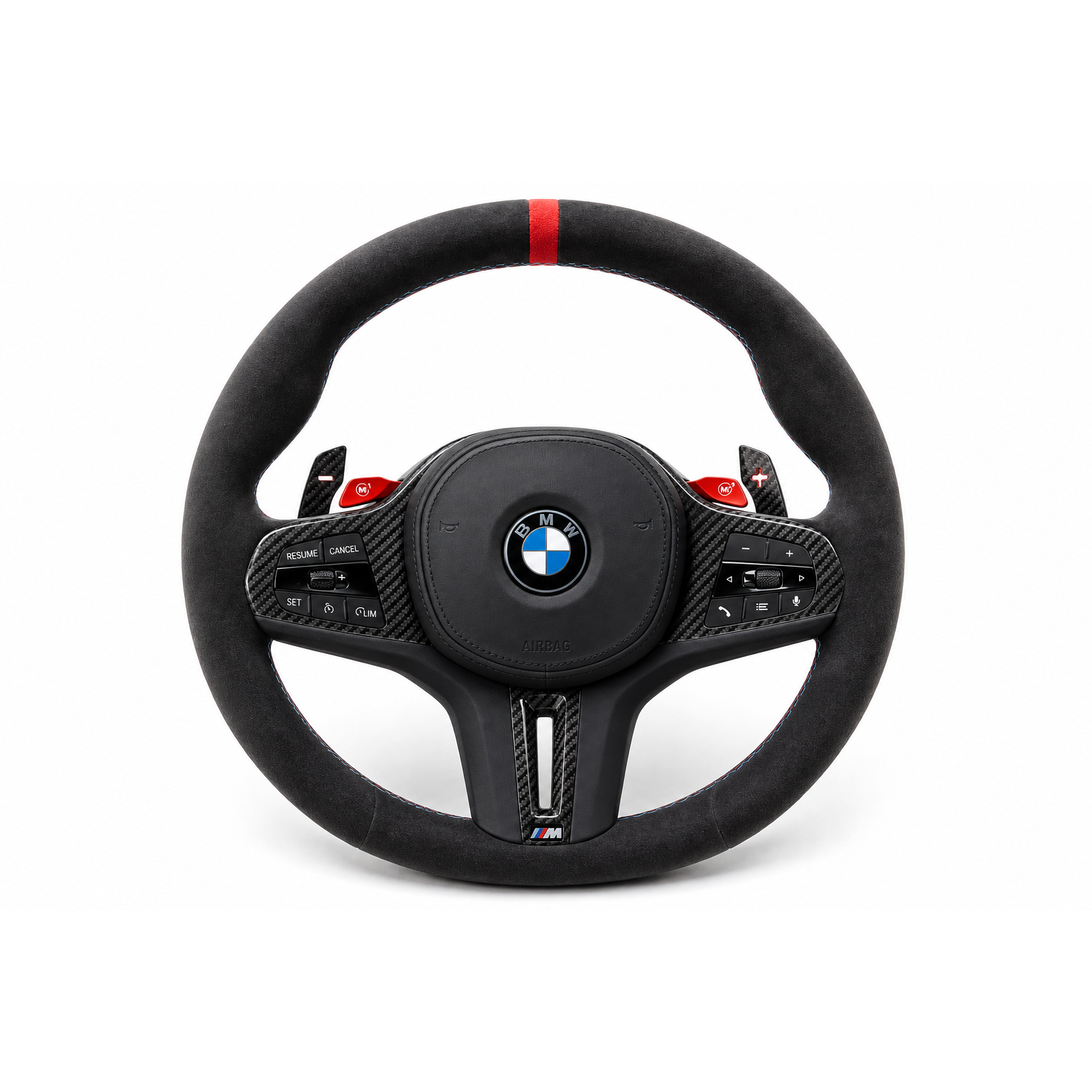 Lucas Speed Co CSL-style steering wheel for BMW M3 M4 — studio product photo