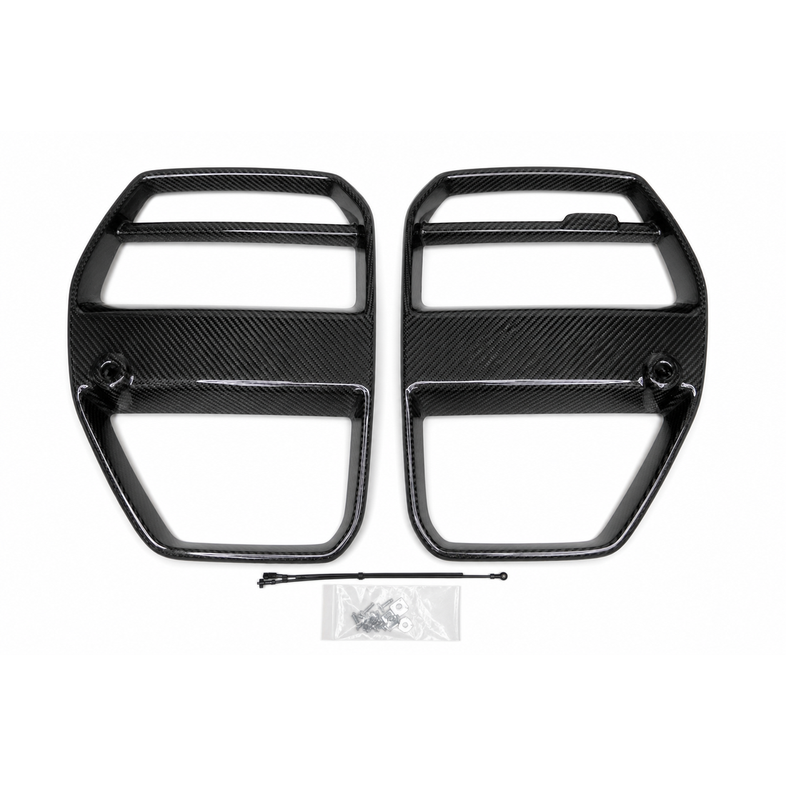 Lucas Speed Co V-style dry carbon front grilles for BMW G80 G82 — studio product photo